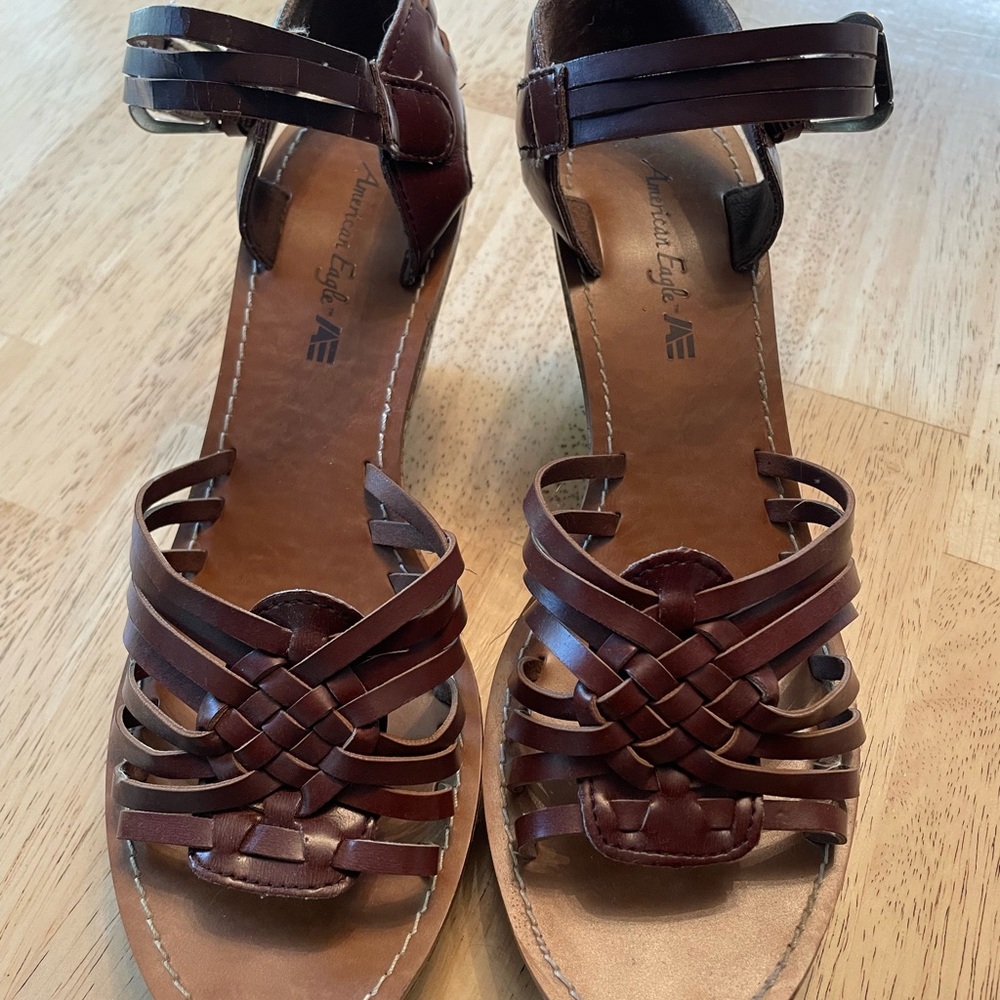American Eagle Outfitters Dark Brown Woven Sandals